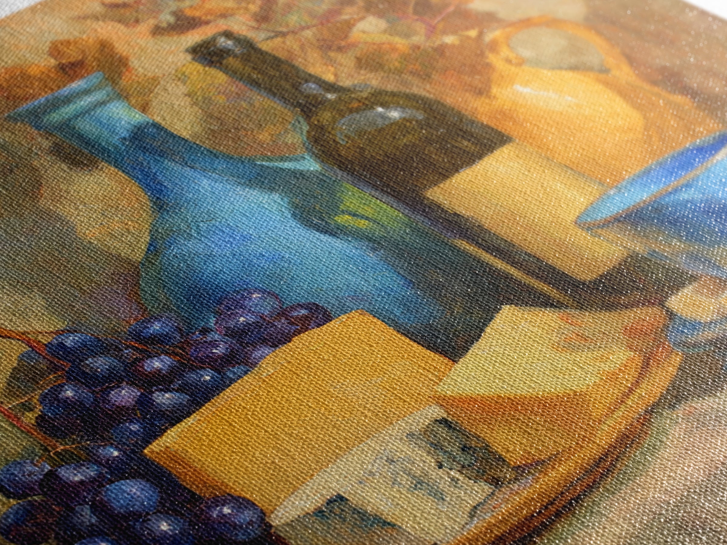 Wine Bottle Grapes and Cheese Still Life Framed Canvas Print, Kitchen Art, Kitchen Print, Kitchen Decor, Abstract Art, Kitchen, KIT-1x1-84