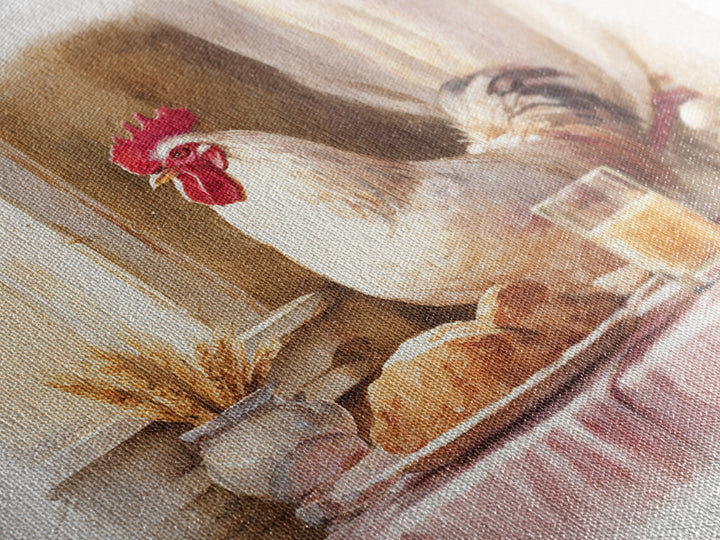 Rooster Portrait for Country Kitchen Charm Framed Canvas Print, Kitchen Art, Textured Painting, Kitchen Decor, Kitchen, KIT-1x1-88