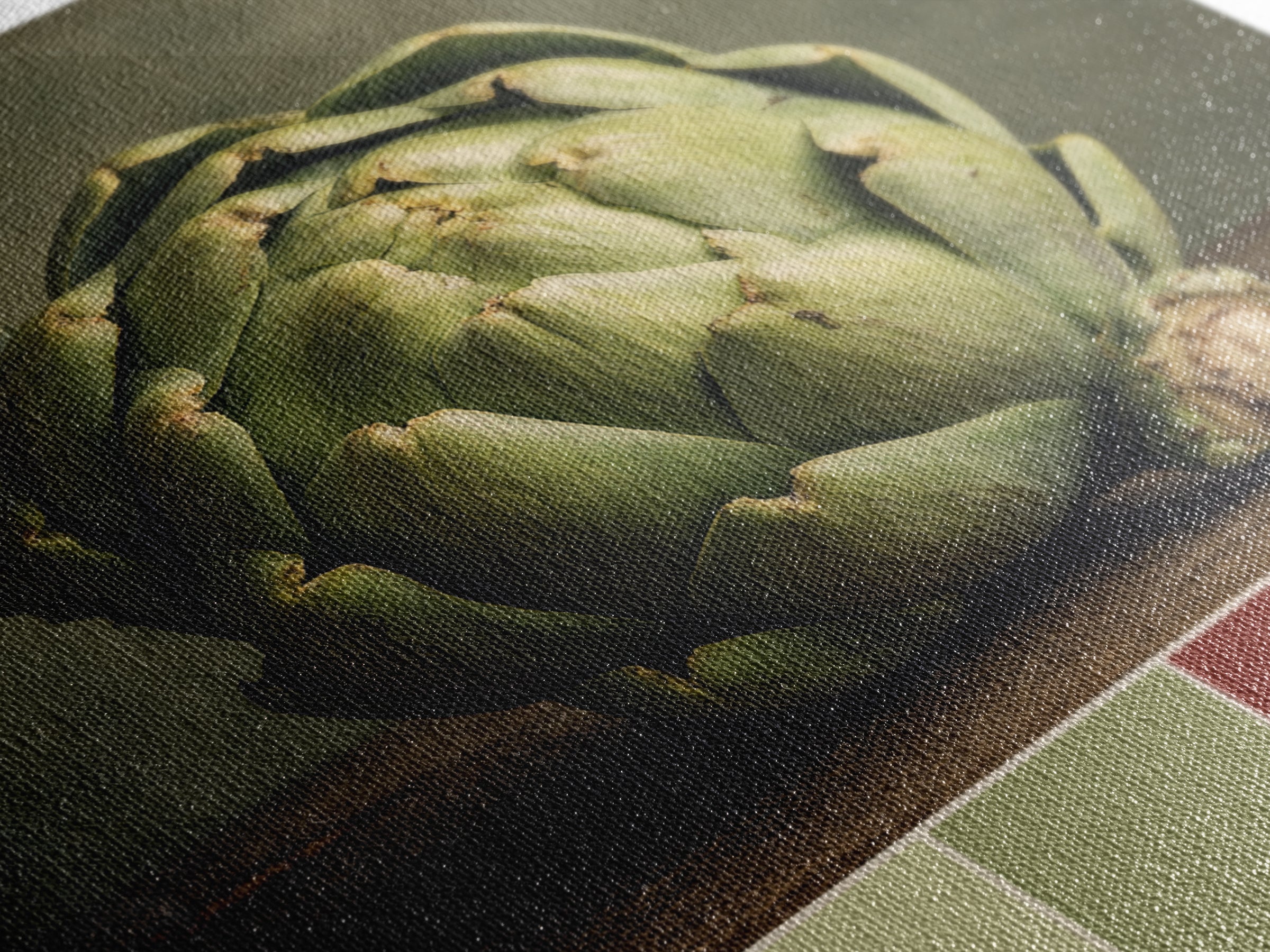 Artichoke Closeup in Painterly Green Tones Canvas Print, Kitchen Art, Coffee Print, Kitchen Decor, Fine Art, Kitchen, KIT-1x1-92