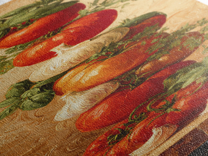 Tomatoes Garlic and Basil on Linen Framed Canvas Print, Kitchen Art, Home Decor, Kitchen Decor, Fine Art, Kitchen, KIT-1x3-15
