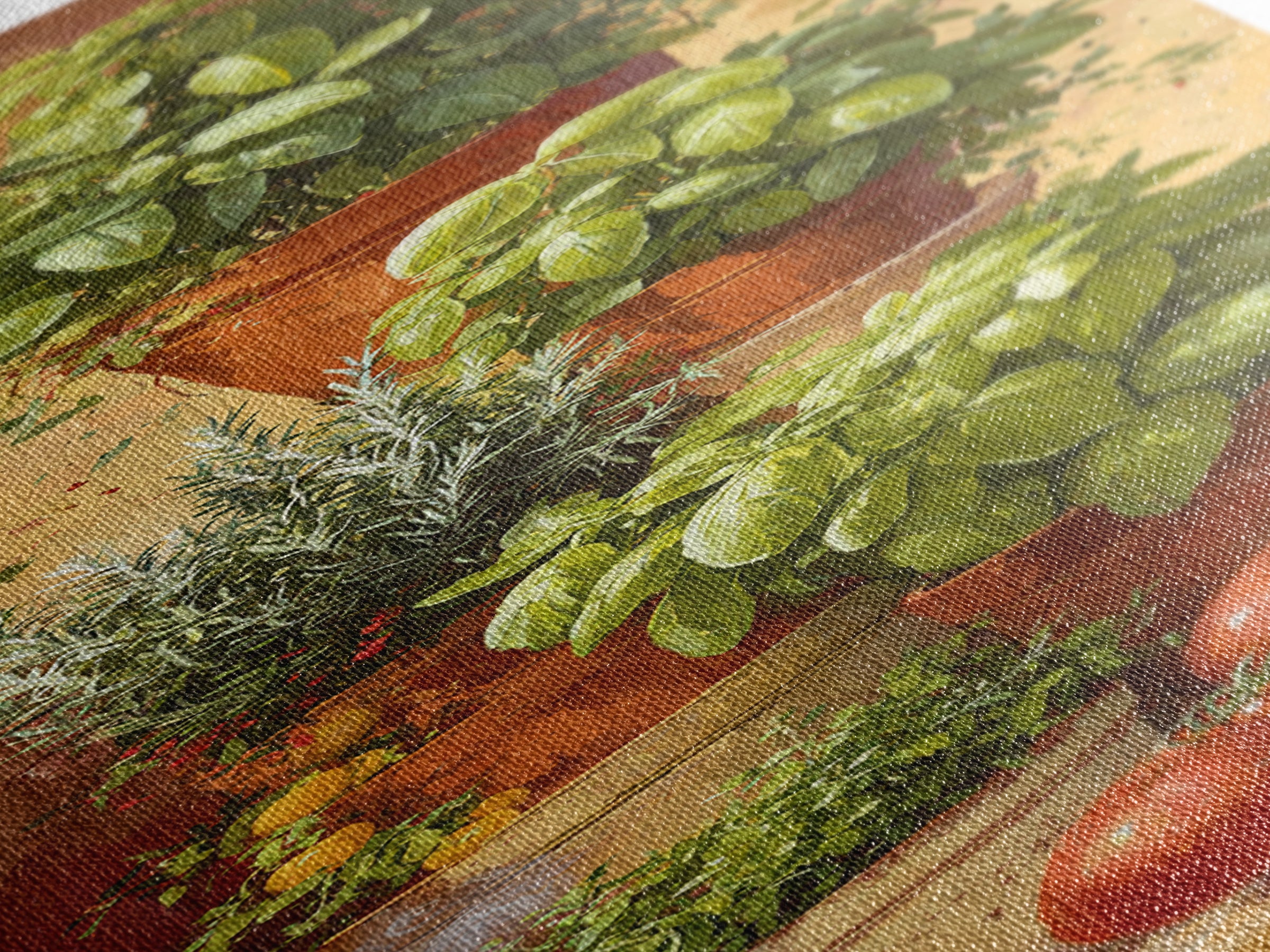 Fresh Herbs in Terracotta Pots Canvas Print, Kitchen Art, Statement Artwork, Kitchen Decor, Fine Art, Kitchen, Wall Decor, KIT-1x3-37