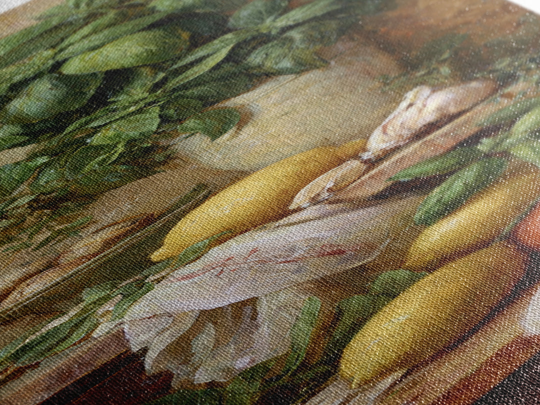 Pasta Lemons and Basil Mediterranean Still Life Canvas Print, Kitchen Art, Art Print, Kitchen Decor, Fine Art, Kitchen, KIT-1x3-77