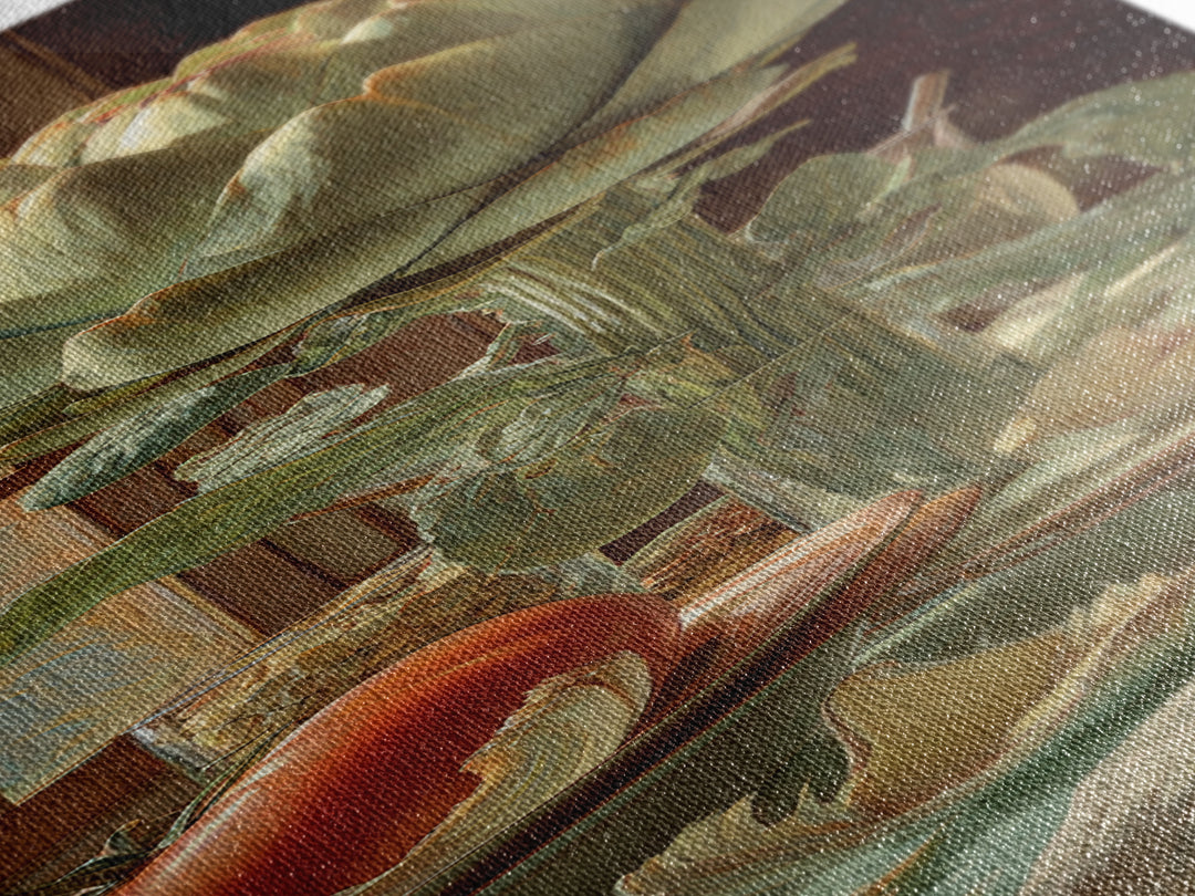 Artichoke Closeup in Painterly Green Tones Framed Canvas Print, Kitchen Art, Statement Artwork, Kitchen Decor, Kitchen, KIT-1x3-8