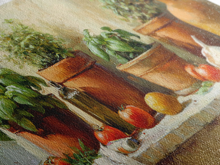 Fresh Herbs in Terracotta Pots Canvas Print, Kitchen Art, Wall Art, Kitchen Decor, Oil Painting, Kitchen, Kitchen Wall Art, KIT-2x1-21
