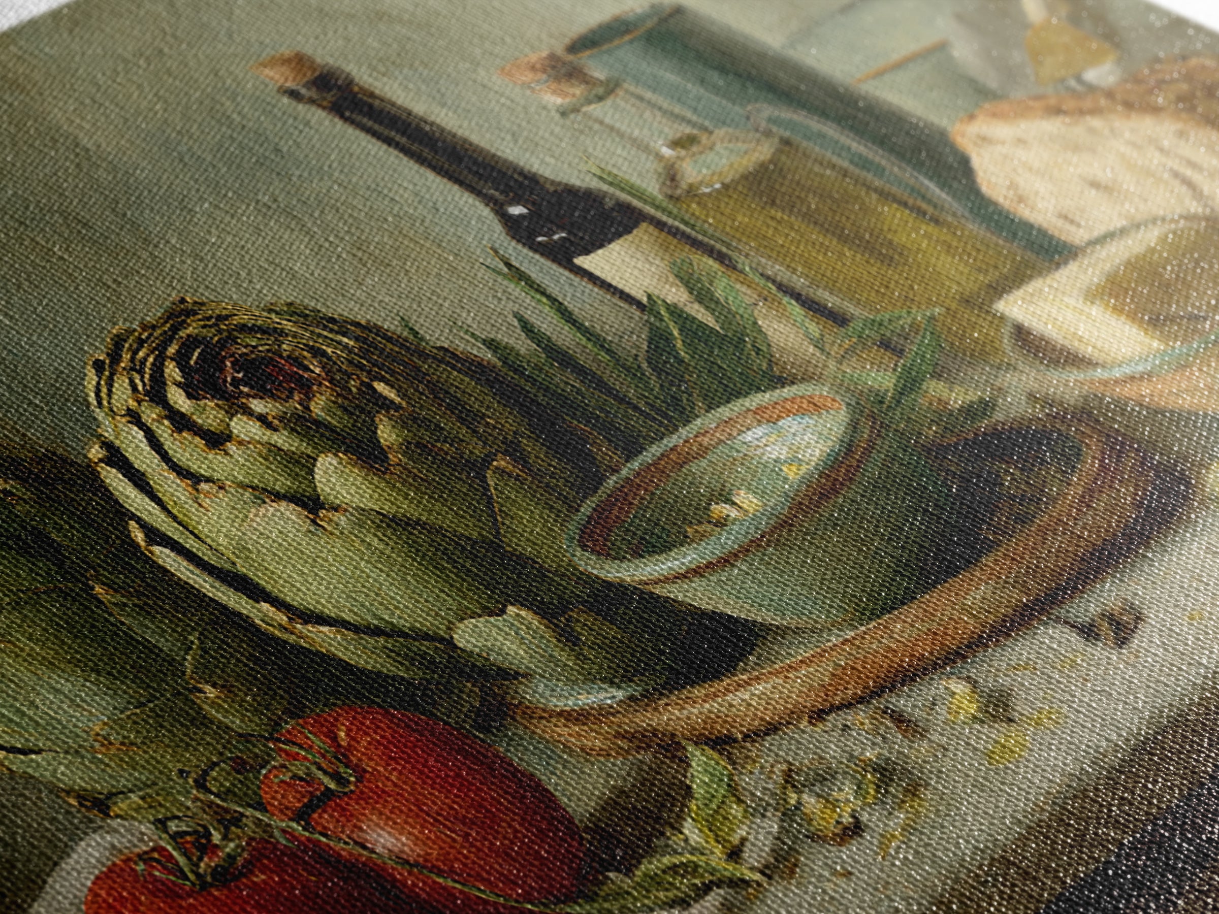 Artichoke Closeup in Painterly Green Tones Canvas Print, Kitchen Art, Art Prints, Kitchen Decor, Fine Art, Kitchen, Modern Art, KIT-2x1-64