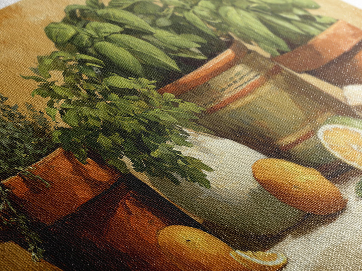 Fresh Herbs in Terracotta Pots Canvas Print, Kitchen Art, Kitchen Decor, Kitchen, Trendy Wall Art, Dining Room Wall Art, KIT-2x1-69