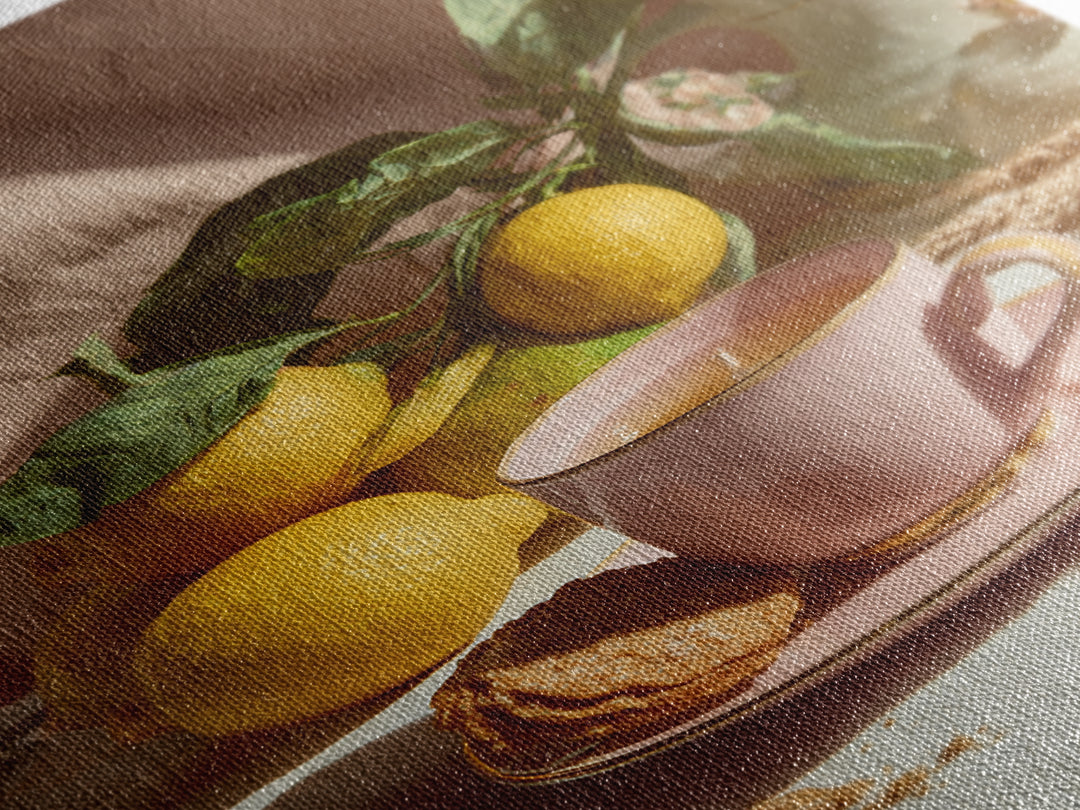 Pasta Lemons and Basil Mediterranean Still Life Framed Canvas Print, Kitchen Art, Wall Art, Kitchen Decor, Fine Art, Kitchen, KIT-2x3-1
