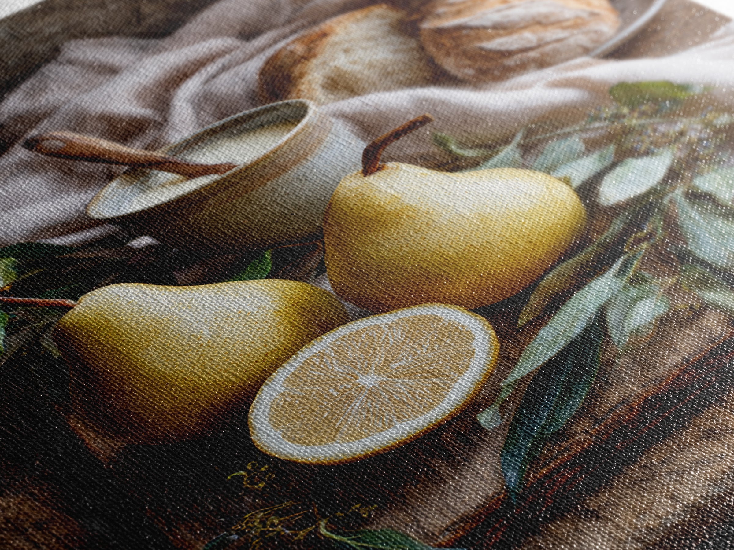 Farmhouse Pears on a Wooden Board Framed Canvas Print, Kitchen Art, Wall Decor, Kitchen Decor, Abstract Art, Kitchen, KIT-2x3-17