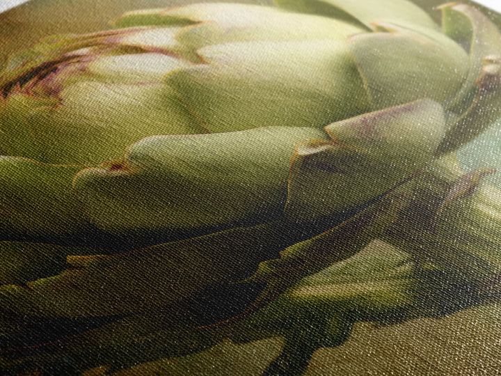 Artichoke Closeup in Painterly Green Tones Framed Canvas Print, Kitchen Art, Digital Print, Kitchen Decor, Fine Art, Kitchen, KIT-2x3-28
