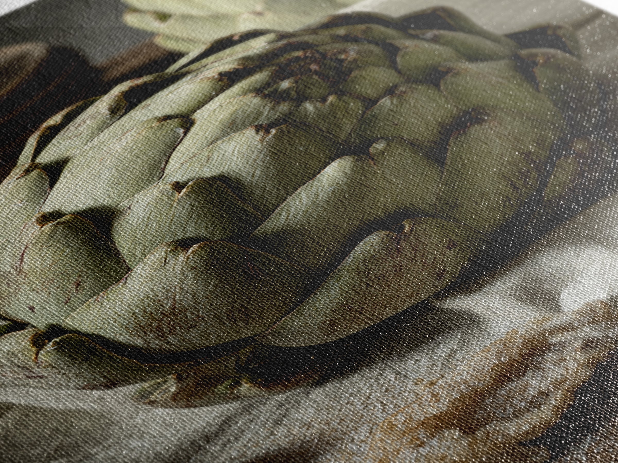 Artichoke Closeup in Painterly Green Tones Framed Canvas Print, Kitchen Art, Statement Artwork, Kitchen Decor, Kitchen, KIT-2x3-4