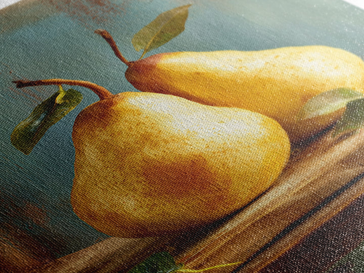 Farmhouse Pears on a Wooden Board Framed Canvas Print, Kitchen Art, Wall Decor, Kitchen Decor, Abstract Art, Kitchen, KIT-2x3-41