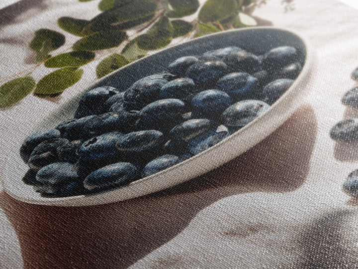 Blueberries in a White Bowl Framed Canvas Print, Kitchen Art, Room Decor, Kitchen Decor, Oil Painting, Kitchen, Digital Art, KIT-2x3-51
