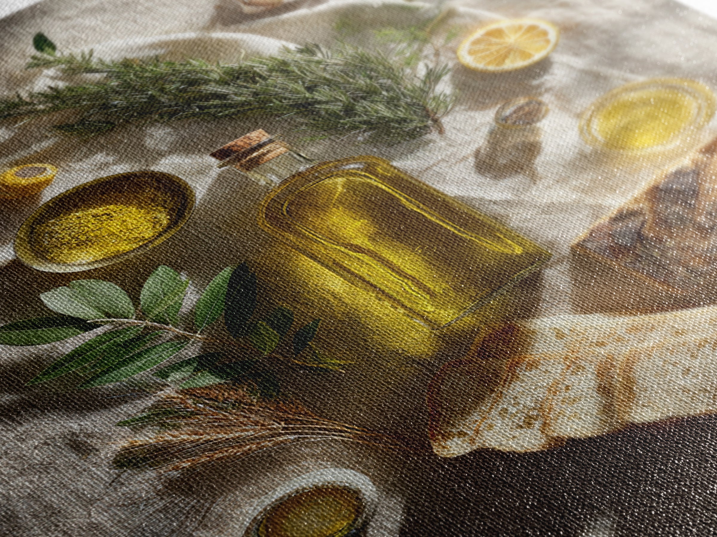 Olive Oil Bottle and Rosemary Branch Canvas Print, Kitchen Art, Printable Wall Art, Kitchen Decor, Fine Art, Kitchen, KIT-2x3-61