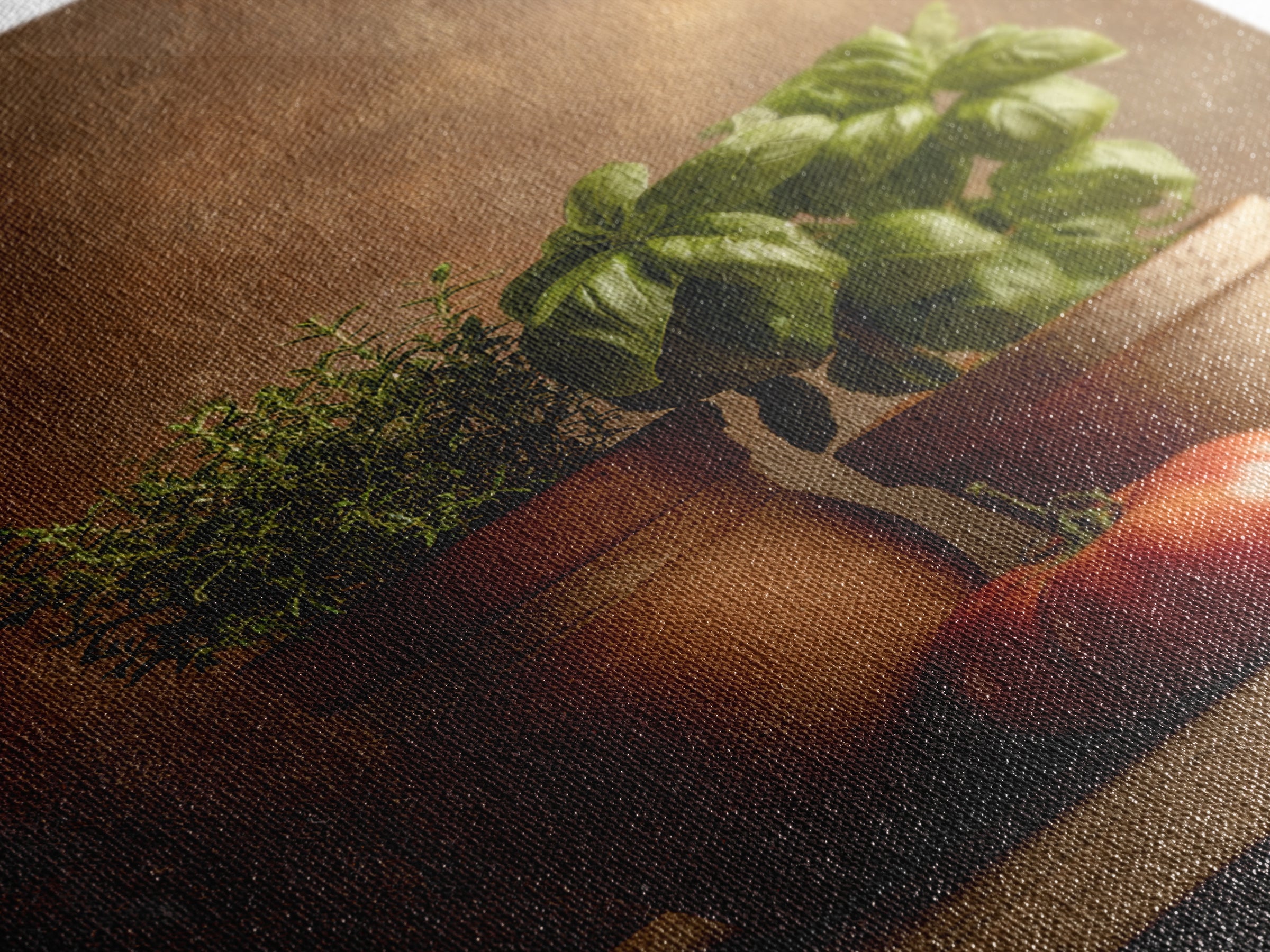 Fresh Herbs in Terracotta Pots Canvas Print, Kitchen Art, Digital Print, Kitchen Decor, Oil Painting, Kitchen, Kitchen Print, KIT-2x3-81