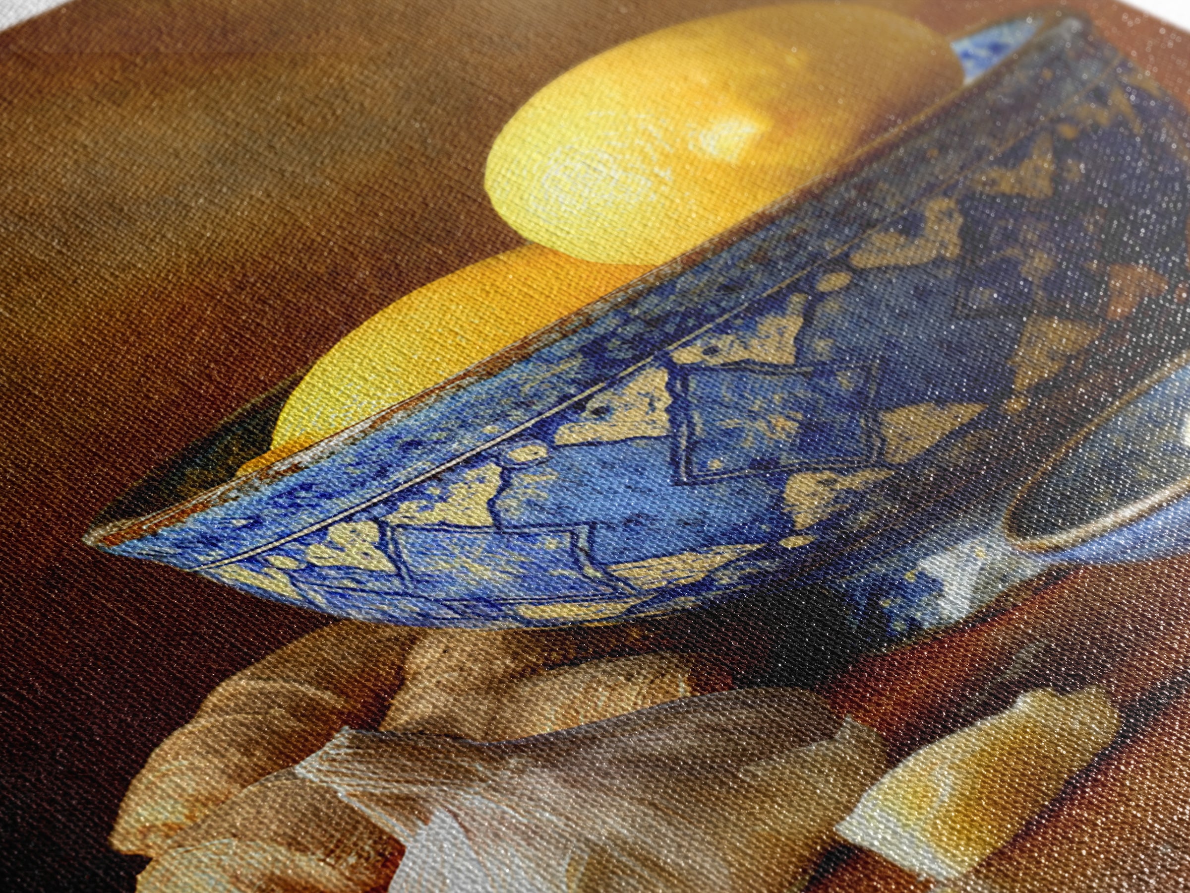 Lemons and Blue Ceramic Bowl Still Life Canvas Print, Kitchen Art, Prints, Kitchen Decor, Fine Art, Kitchen, Kitchen Wall Decor, KIT-2x3-82