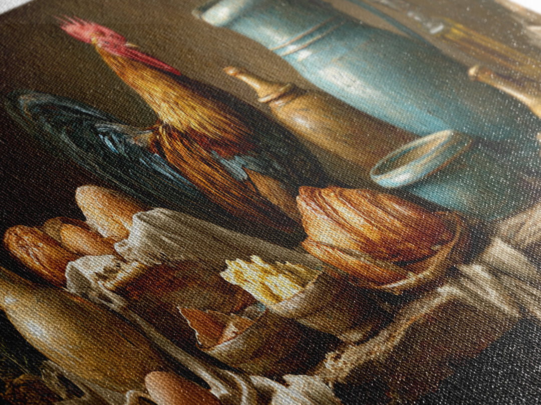 Rooster Portrait for Country Kitchen Charm Framed Canvas Print, Kitchen Art, Textured Painting, Kitchen Decor, Kitchen, KIT-3x1-56