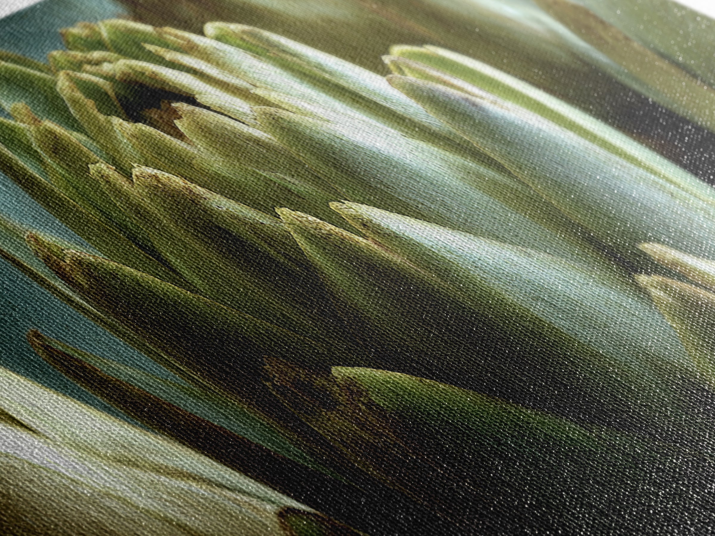 Artichoke Closeup in Painterly Green Tones Framed Canvas Print, Kitchen Art, Kitchen, Kitchen Decor, Fine Art, Kitchen, KIT-3x1-84