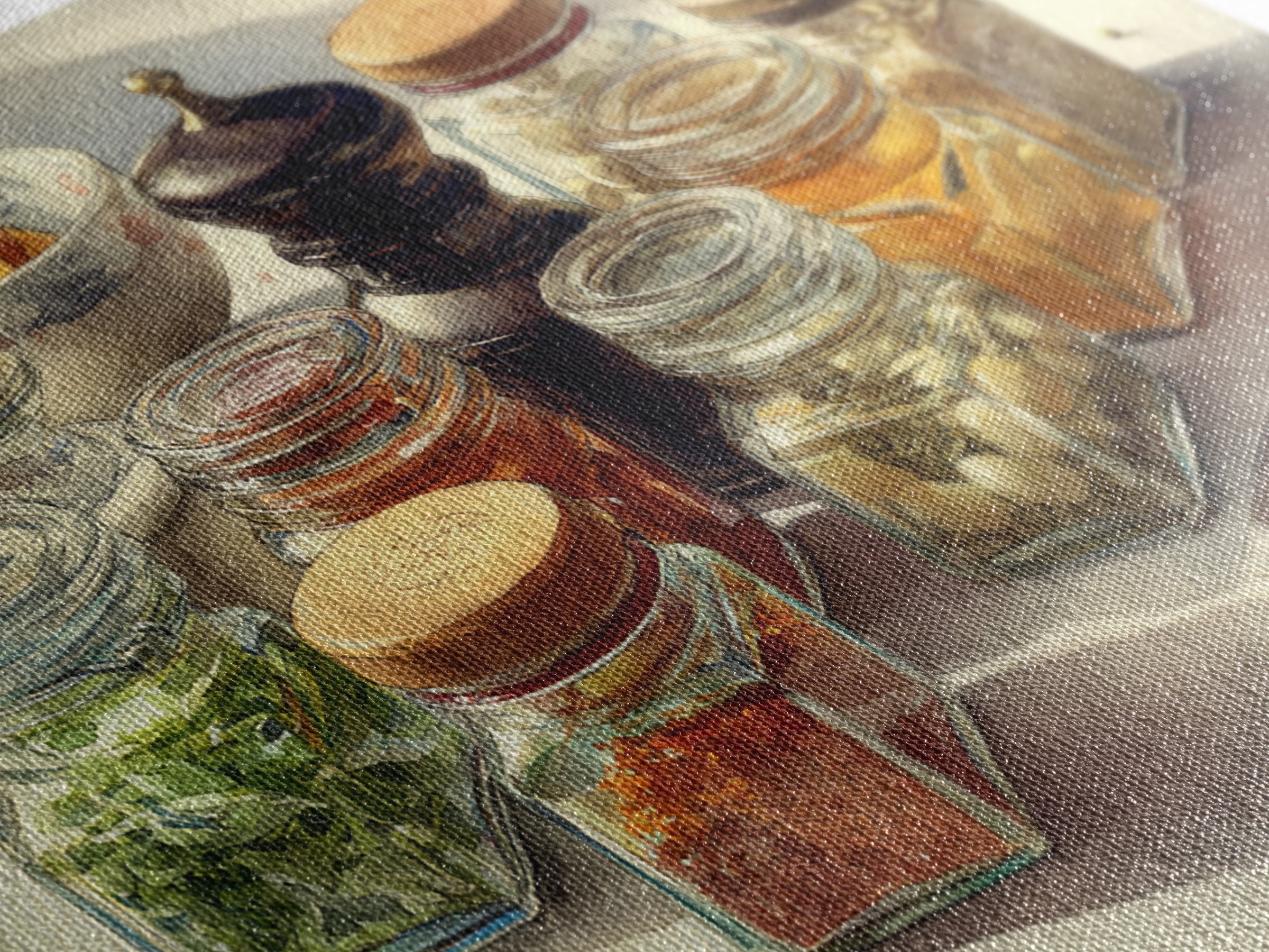 Watercolor Spice Jars Without Readable Labels Canvas Print, Kitchen Art, Kitchen Decor, Fine Art, Kitchen, Kitchen Art Print, KIT-3x2-17