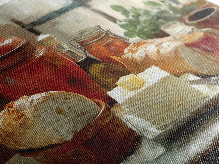 Fresh Bread with Butter and Honey Framed Canvas Print, Kitchen Art, Printable Art, Kitchen Decor, Kitchen, Coffee Wall Art, KIT-3x2-46