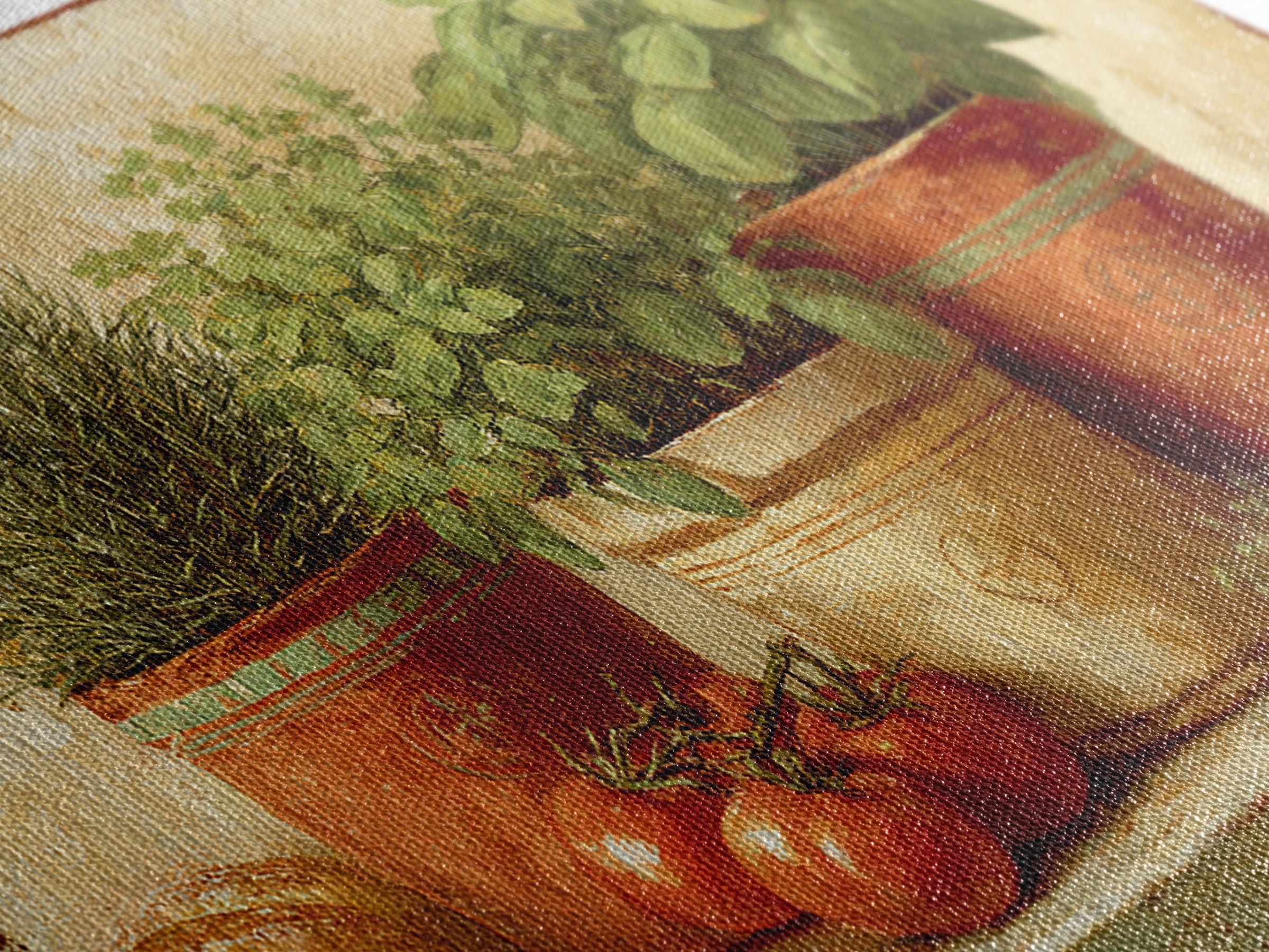 Fresh Herbs in Terracotta Pots Canvas Print, Kitchen Art, Dining Room Wall Art, Kitchen Decor, Fine Art, Kitchen, Luxury Decor, KIT-3x2-53