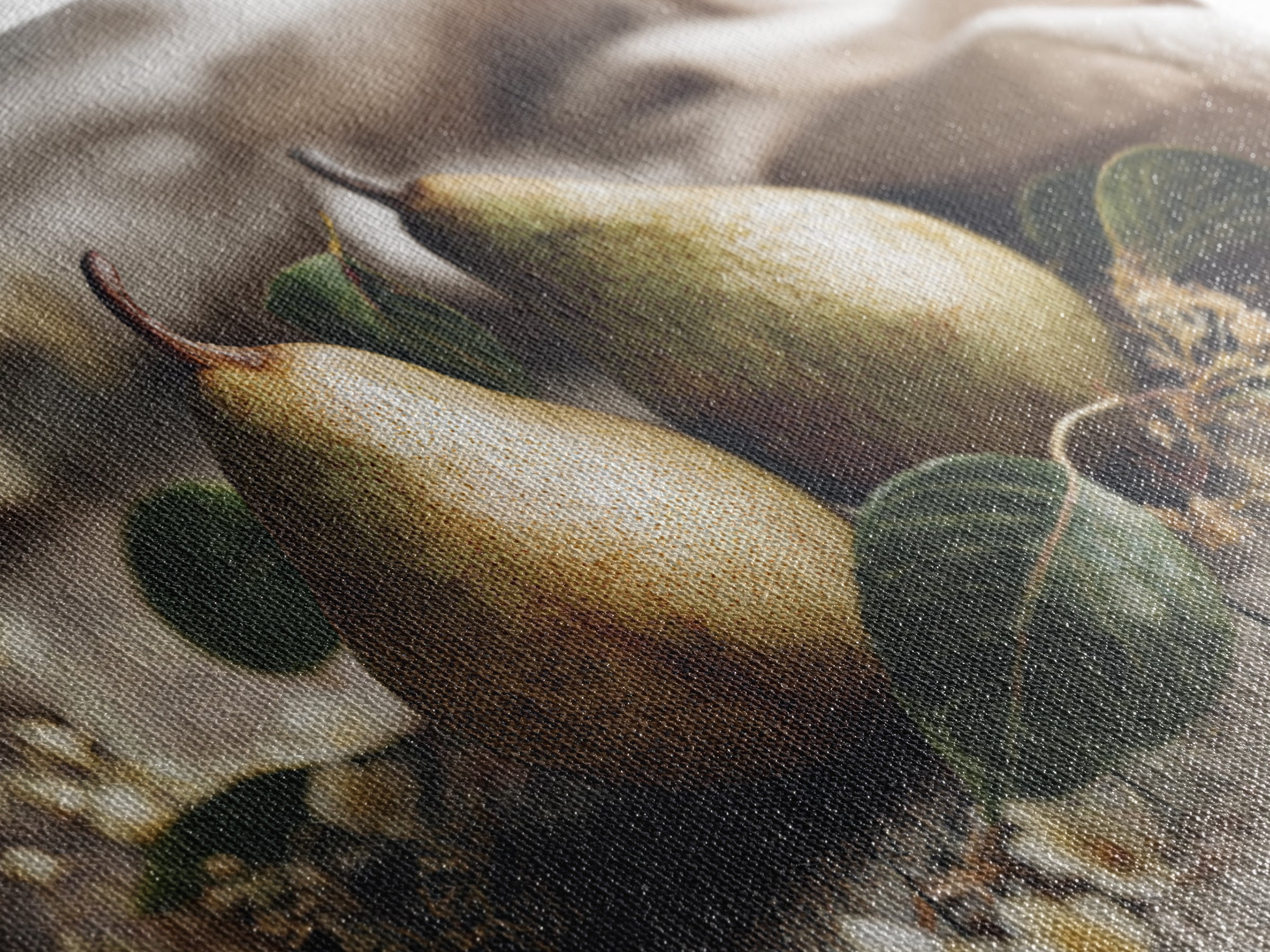 Farmhouse Pears on a Wooden Board Canvas Print, Kitchen Art, Coffee Art, Kitchen Decor, Oil Painting, Kitchen, Fine Art Print, KIT-3x2-61