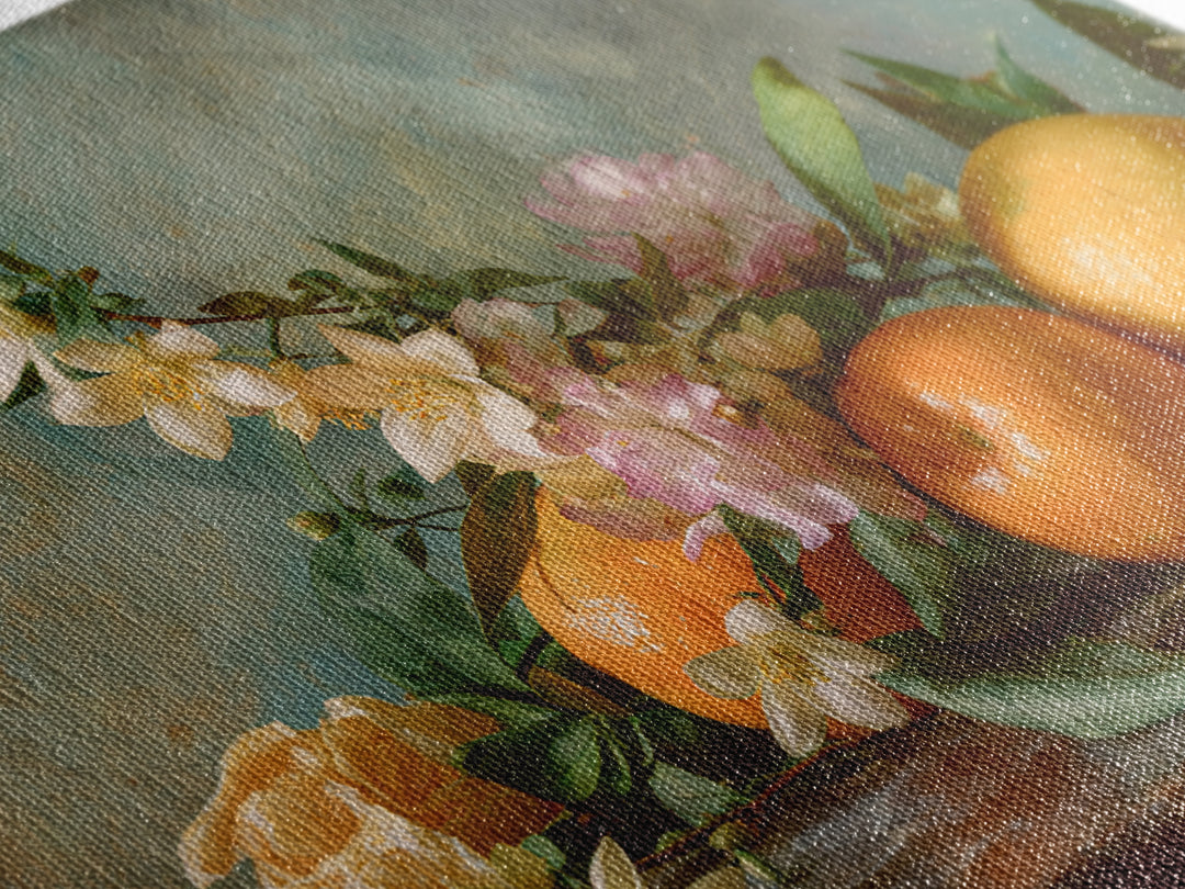 Orange Citrus Botanical Branch Framed Canvas Print, Kitchen Art, Art Deco, Kitchen Decor, Oil Painting, Kitchen, Poster Art, KIT-3x2-63