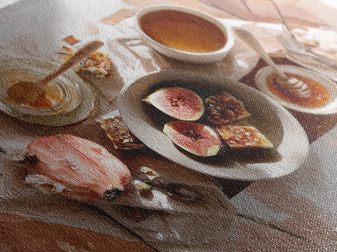 Figs Pomegranates and Linen Composition Canvas Print, Kitchen Art, Coffee Art, Kitchen Decor, Fine Art, Kitchen, Fine Art Print, KIT-3x2-98