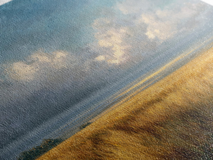 Golden Wheat Field Beneath Huge Clouds Framed Canvas Print, Landscape Art, Wall Art Print, Living Room Decor, Fine Art, Horizon, LAN-1x1-24