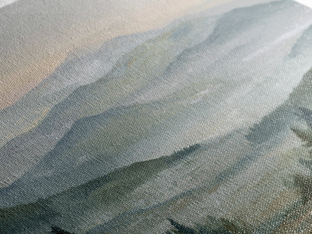 Misty Mountain Valley at Sunrise Canvas Print, Landscape Art, Room Decor, Living Room Decor, Fine Art, Horizon, LAN-1x1-25