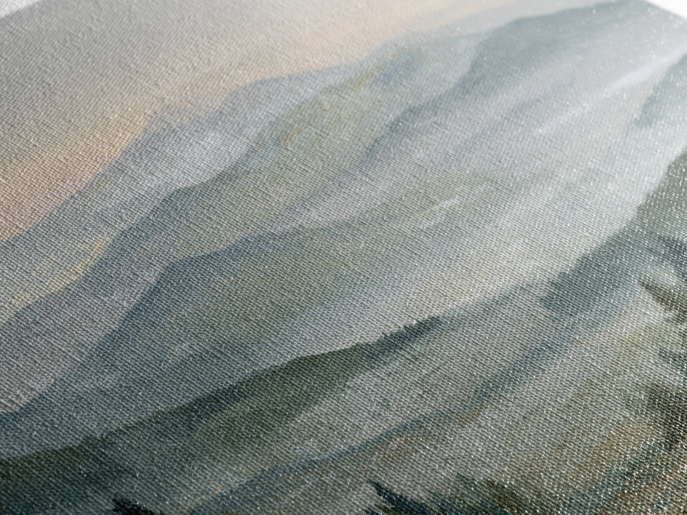 Misty Mountain Valley at Sunrise Canvas Print, Landscape Art, Room Decor, Living Room Decor, Fine Art, Horizon, LAN-1x1-25