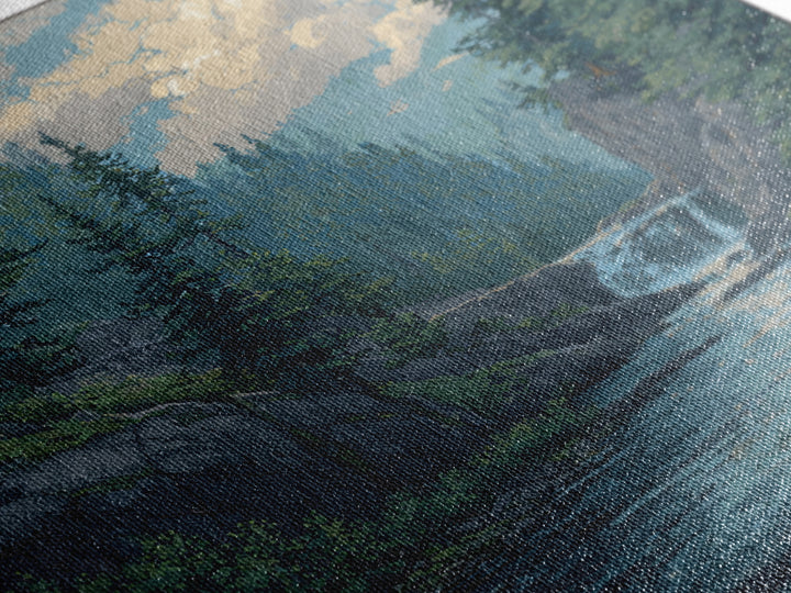 Waterfall Hidden in Dense Forest Canvas Print, Landscape Art, Original Painting, Living Room Decor, Fine Art, Horizon, LAN-1x1-36