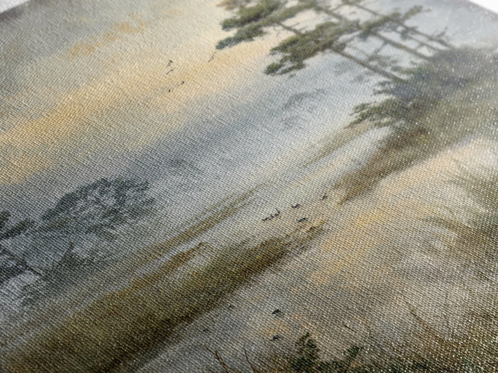 Misty Cypress Swamp Framed Canvas Print, Landscape Art, Living Room Wall Art, Living Room Decor, Oil Painting, Horizon, LAN-1x1-46