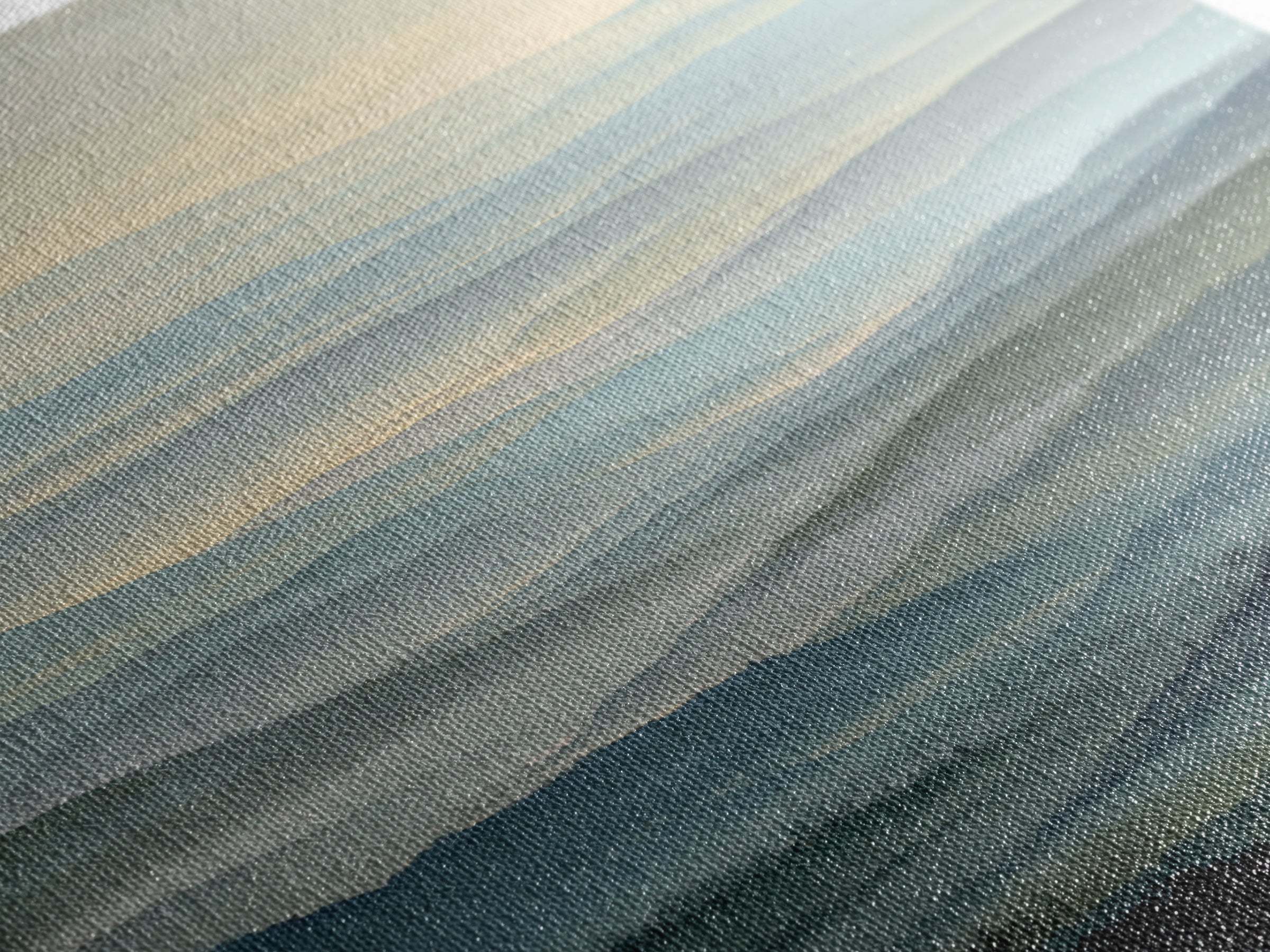 Misty Mountain Valley at Sunrise Canvas Print, Landscape Art, Minimalist Decor, Living Room Decor, Oil Painting, Horizon, LAN-1x3-13