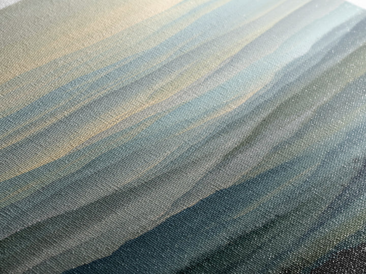 Misty Mountain Valley at Sunrise Canvas Print, Landscape Art, Minimalist Decor, Living Room Decor, Oil Painting, Horizon, LAN-1x3-13