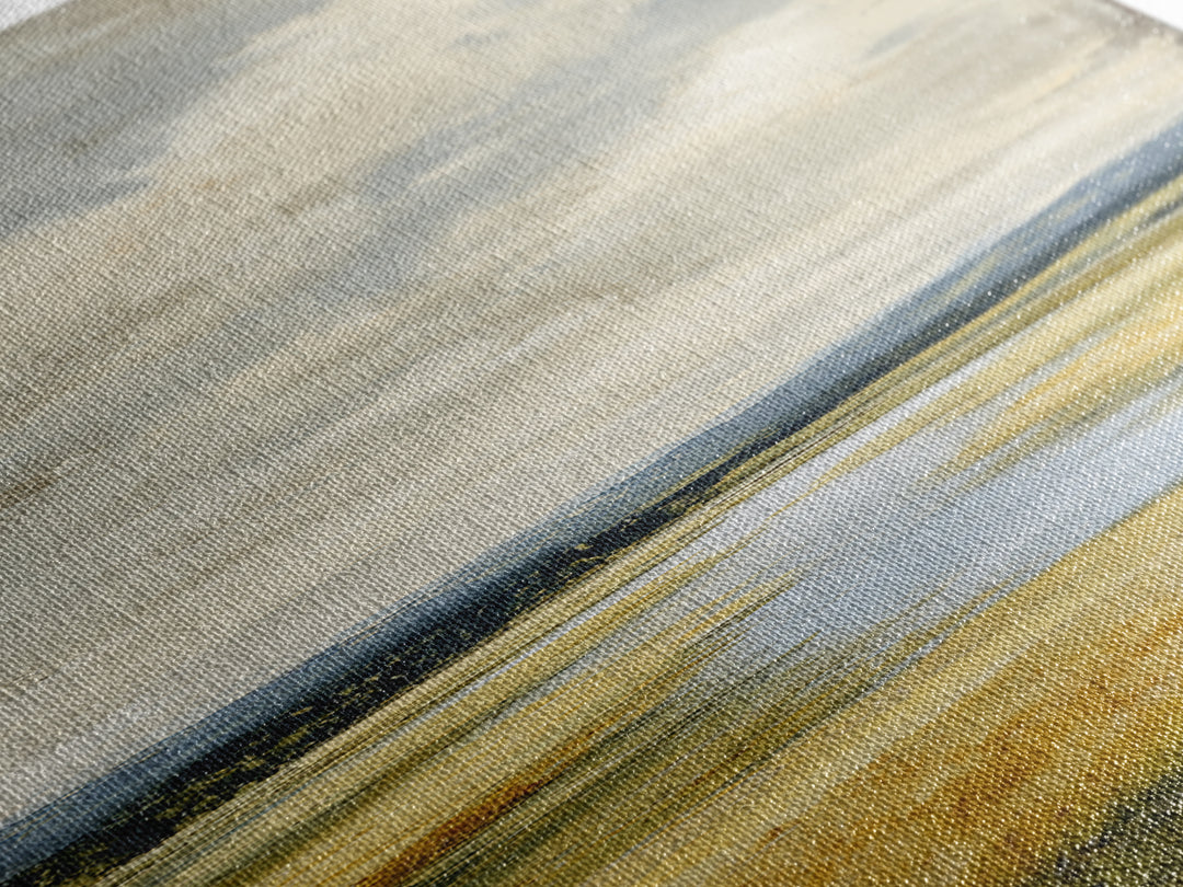 Winding River Through Golden Fields Canvas Print, Landscape Art, Gallery Decor, Living Room Decor, Fine Art, Horizon, LAN-1x3-14