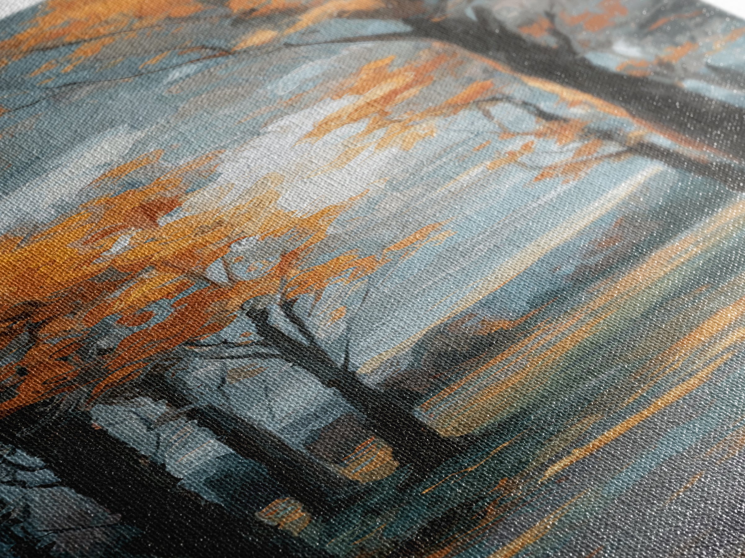 Autumn Forest Path Canvas Print, Landscape Art, Luxury Decor, Living Room Decor, Fine Art, Horizon, Digital Art, LAN-1x3-21