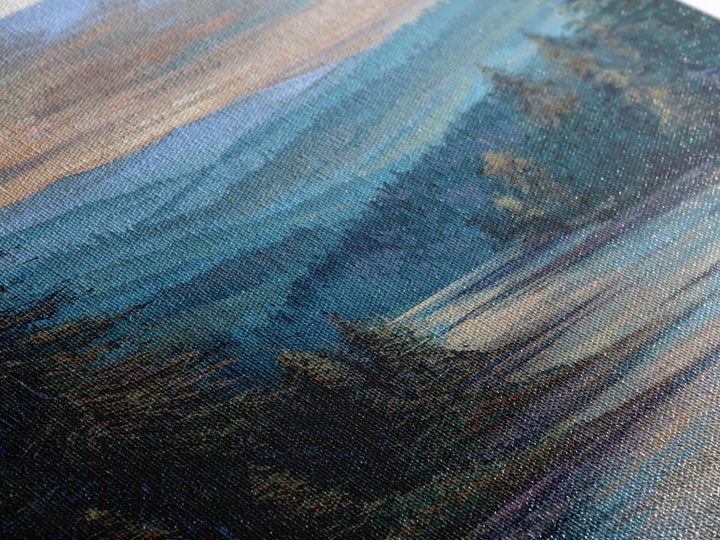 Waterfall Hidden in Dense Forest Framed Canvas Print, Landscape Art, Decor, Living Room Decor, Oil Painting, Horizon, LAN-1x3-24