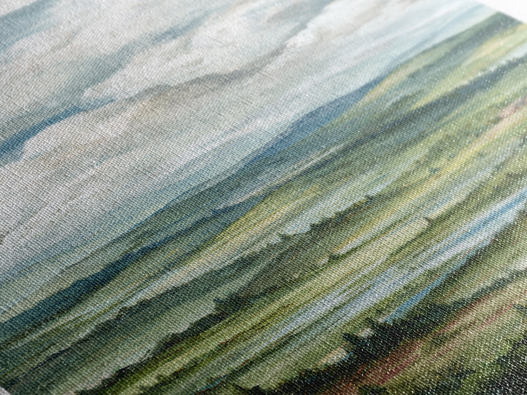 Rolling Green Hills Canvas Print, Landscape Art, Neutral Decor, Living Room Decor, Oil Painting, Horizon, Home Decor, LAN-1x3-42
