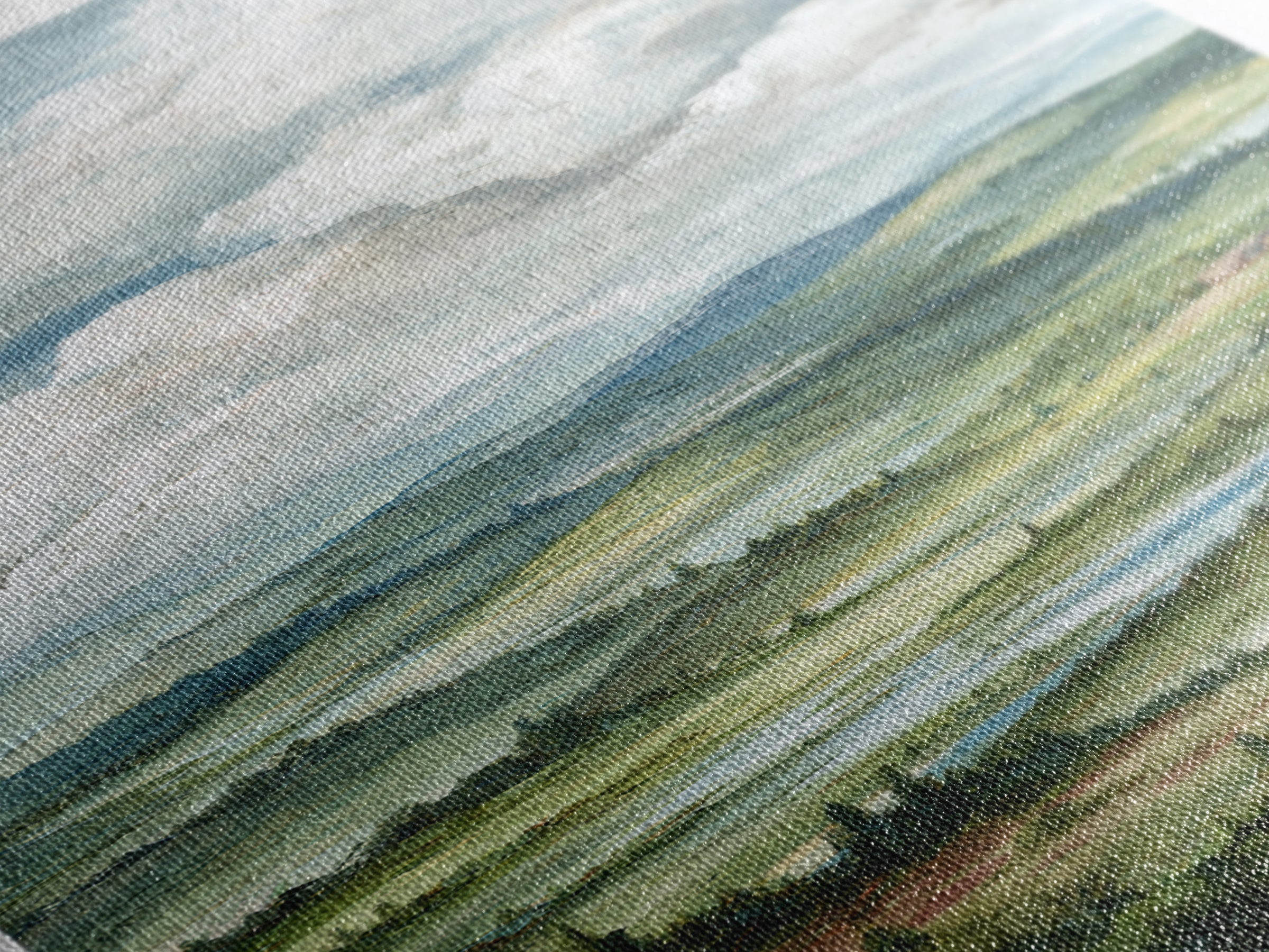 Rolling Green Hills Canvas Print, Landscape Art, Neutral Decor, Living Room Decor, Oil Painting, Horizon, Home Decor, LAN-1x3-42