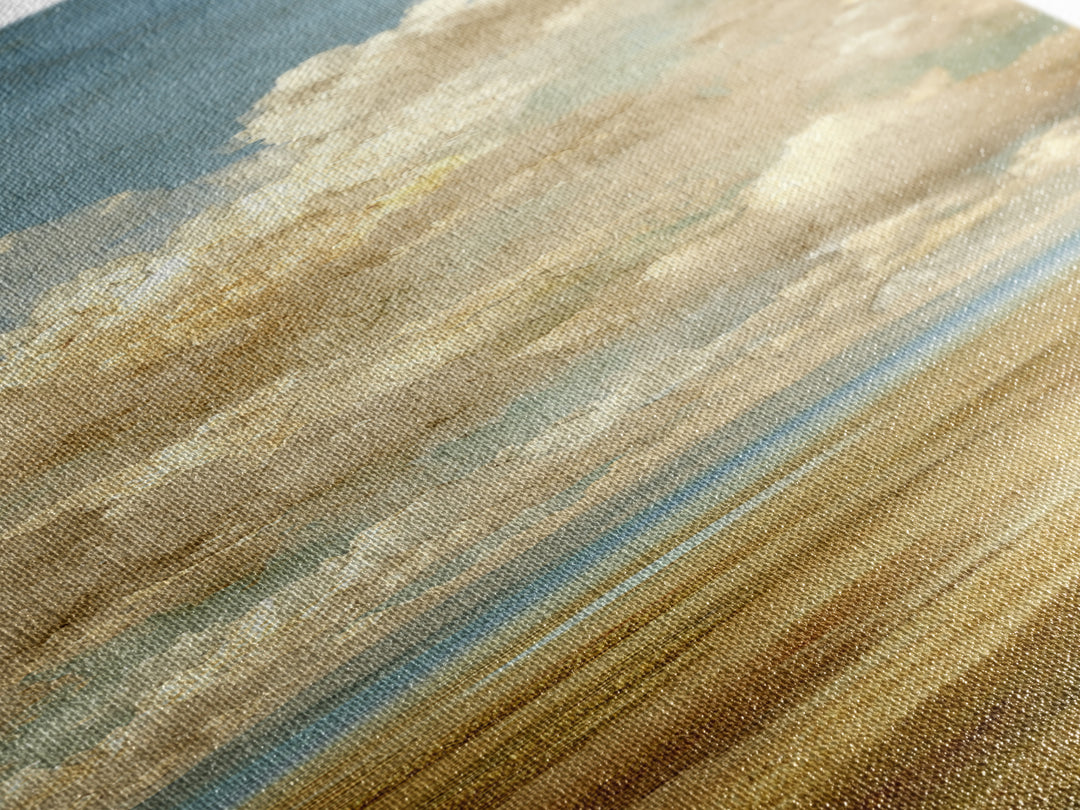 Golden Wheat Field Beneath Huge Clouds Canvas Print, Landscape Art, Original Art, Living Room Decor, Fine Art, Horizon, LAN-1x3-60