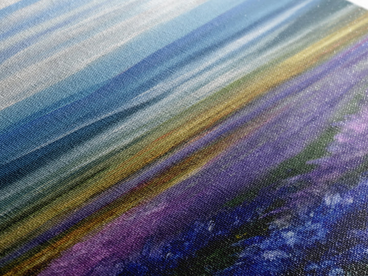 Lavender Field Leading to Distant Hills Framed Canvas Print, Landscape Art, Modern Decor, Living Room Decor, Fine Art, Horizon, LAN-1x3-70