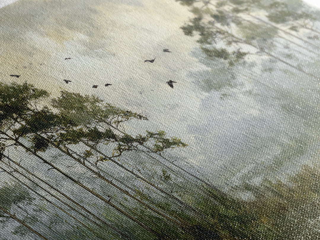 Misty Cypress Swamp Framed Canvas Print, Landscape Art, Room Decor, Living Room Decor, Fine Art, Horizon, Printable Wall Art, LAN-2x1-18