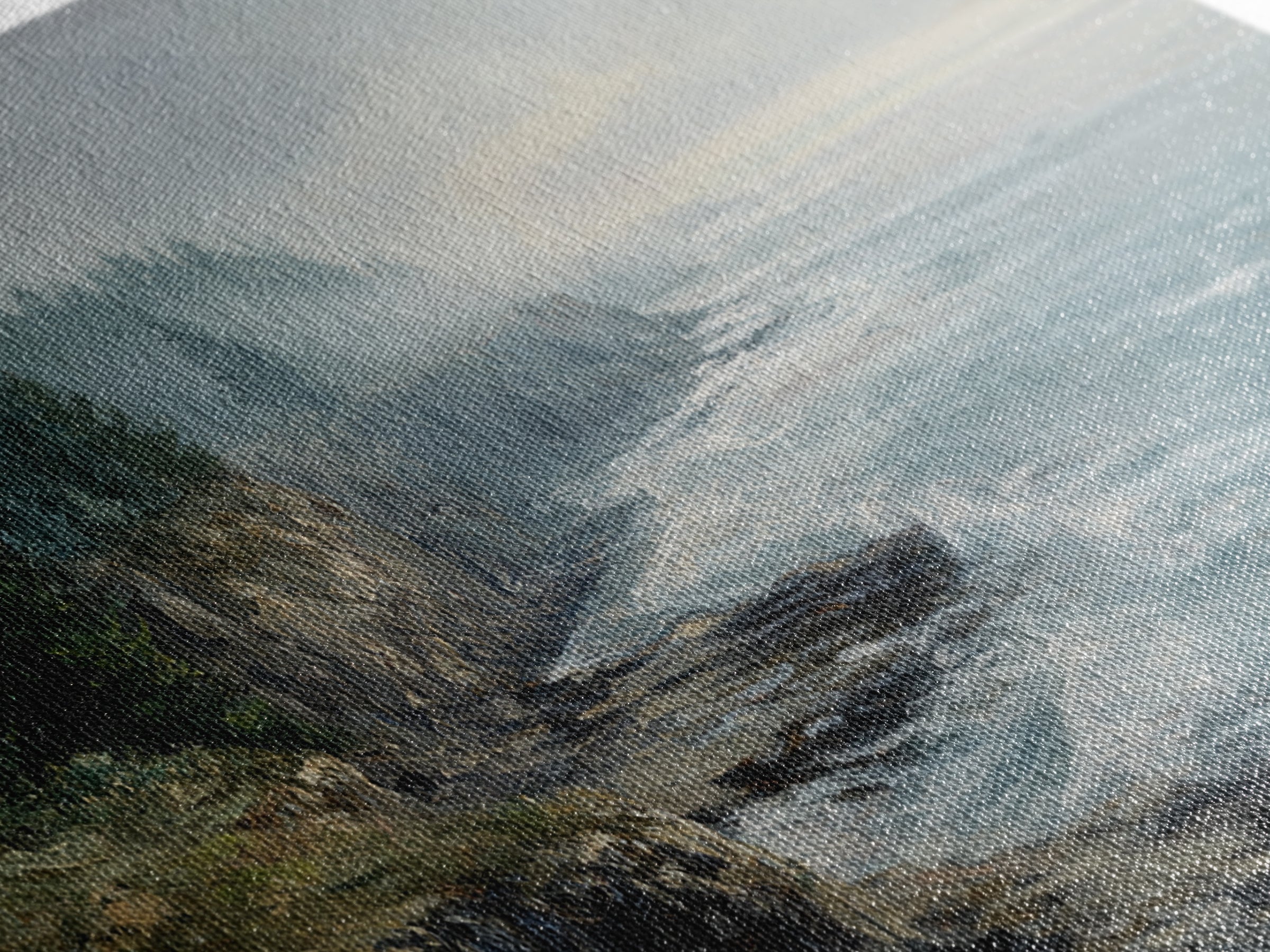 Coastal Cliffs with Crashing Waves Framed Canvas Print, Landscape Art, Contemporary Art, Living Room Decor, Fine Art, Horizon, LAN-2x1-28