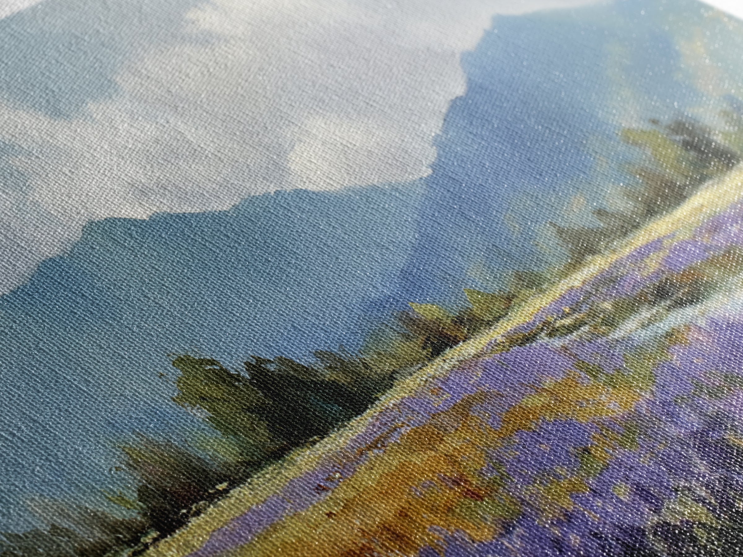 Lavender Field Leading to Distant Hills Canvas Print, Landscape Art, Digital Prints, Living Room Decor, Fine Art, Horizon, LAN-2x1-54