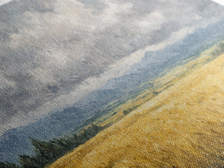 Golden Wheat Field Beneath Huge Clouds Canvas Print, Landscape Art, Original Painting, Living Room Decor, Fine Art, Horizon, LAN-2x1-68