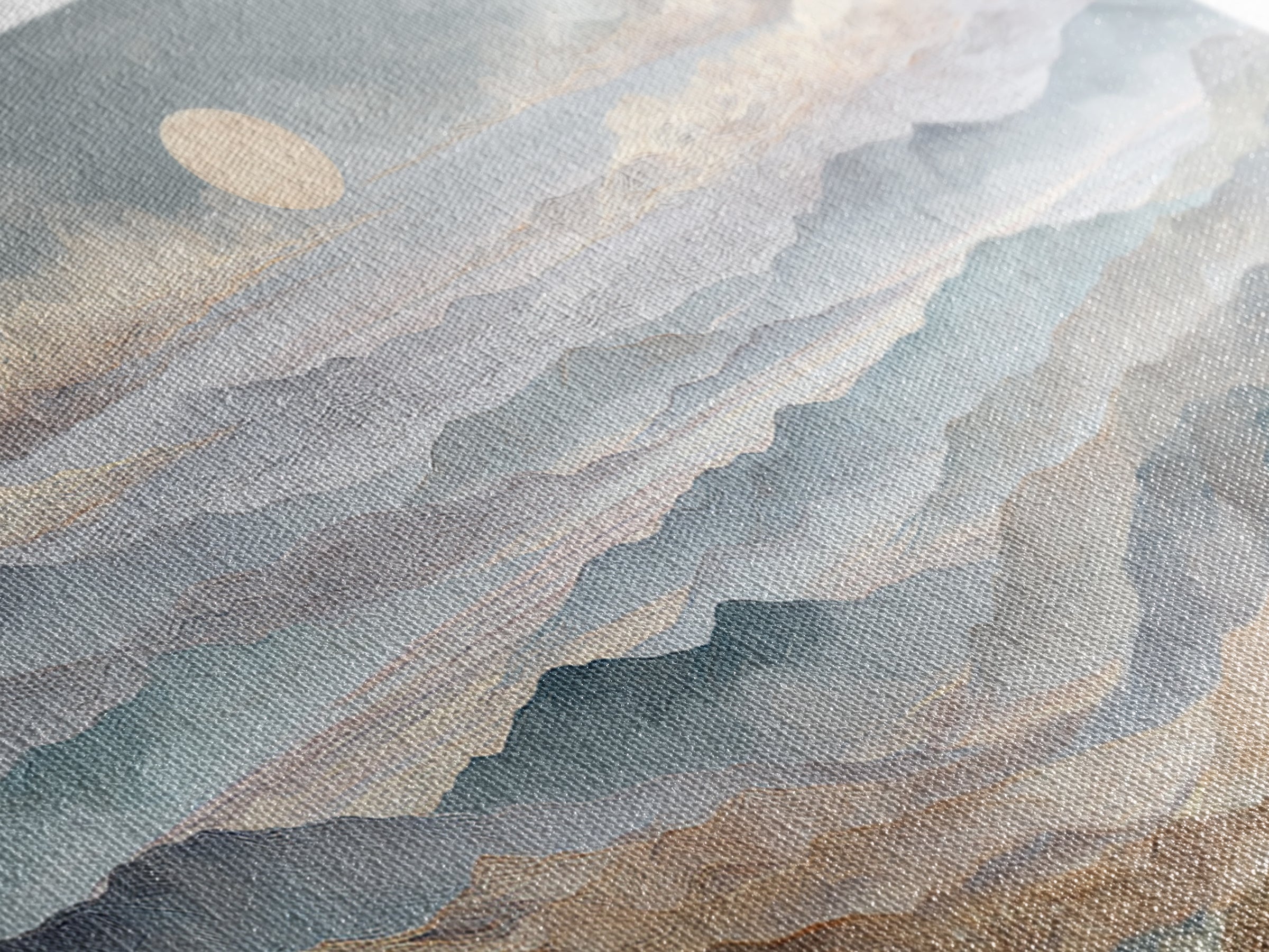 Desert Dunes under Pale Moon Framed Canvas Print, Landscape Art, Art Prints, Living Room Decor, Horizon, Abstract Wall Art, LAN-2x1-7