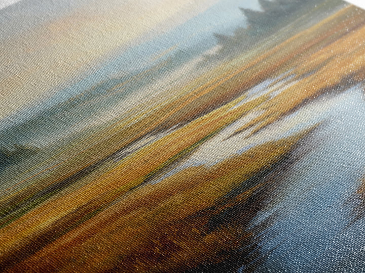 Winding River Through Golden Fields Canvas Print, Landscape Art, Contemporary Art, Living Room Decor, Fine Art, Horizon, LAN-2x3-10