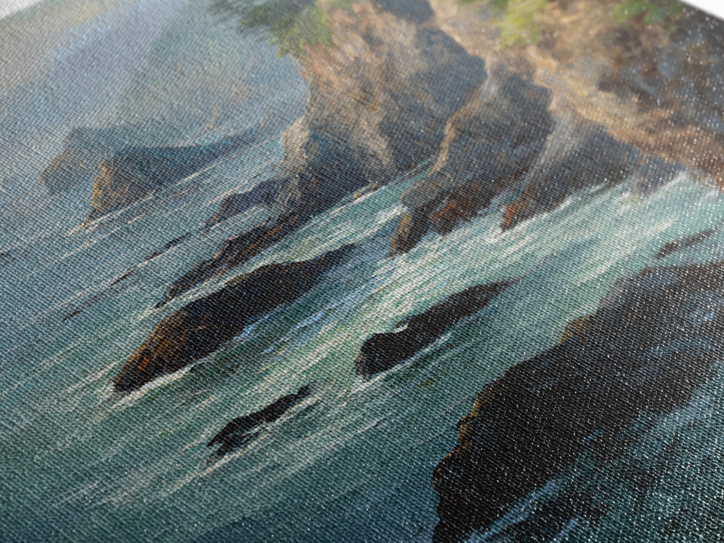 Coastal Cliffs with Crashing Waves Canvas Print, Landscape Art, Gallery Decor, Living Room Decor, Fine Art, Horizon, Wall Art, LAN-2x3-16