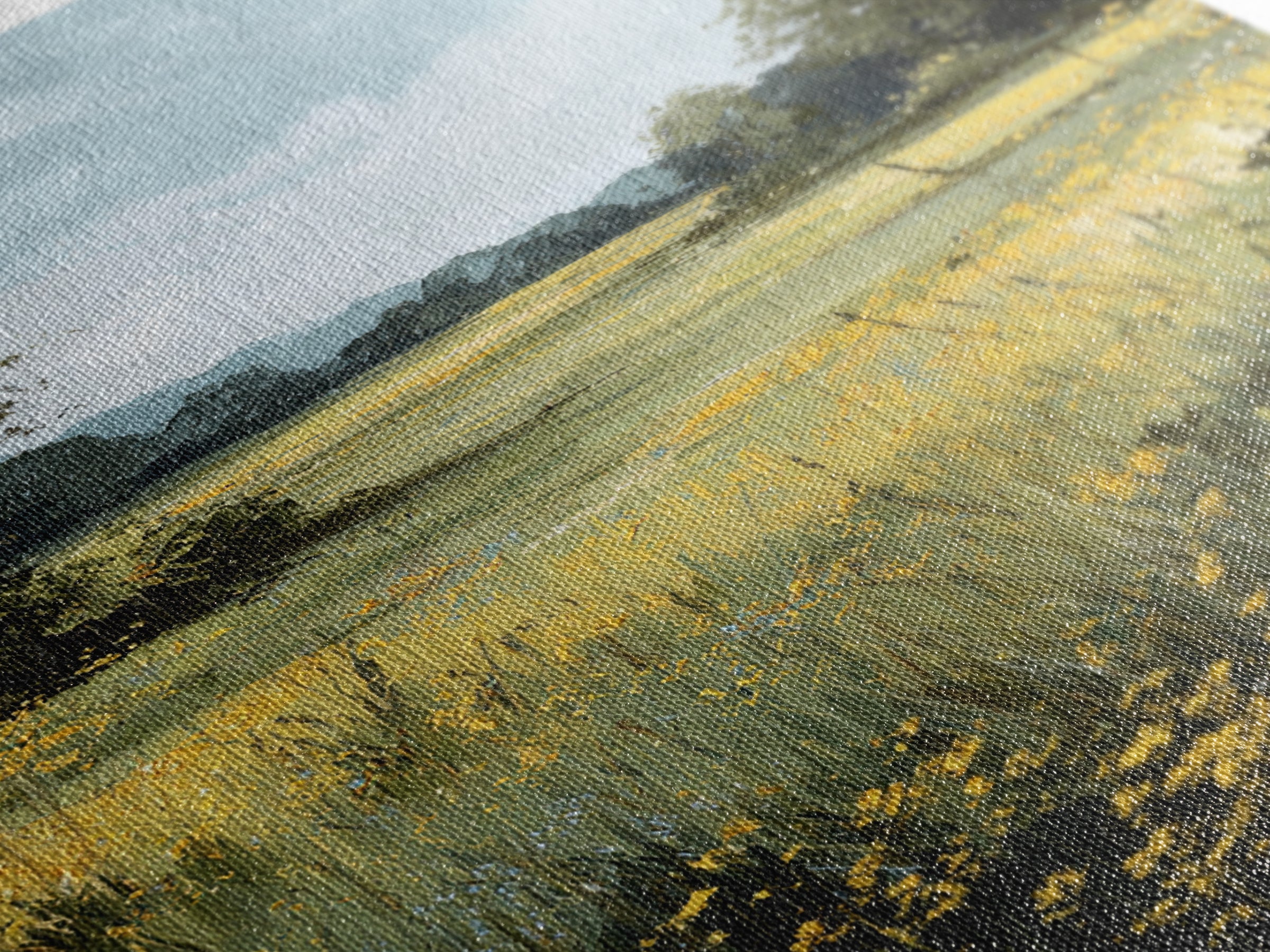 Sunlit Meadow with Wildflowers Framed Canvas Print, Landscape Art, Digital Art, Living Room Decor, Fine Art, Horizon, LAN-2x3-21