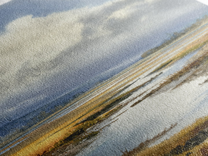 Moonlit River with Silver Reflections Canvas Print, Landscape Art, Original Painting, Living Room Decor, Fine Art, Horizon, LAN-2x3-29